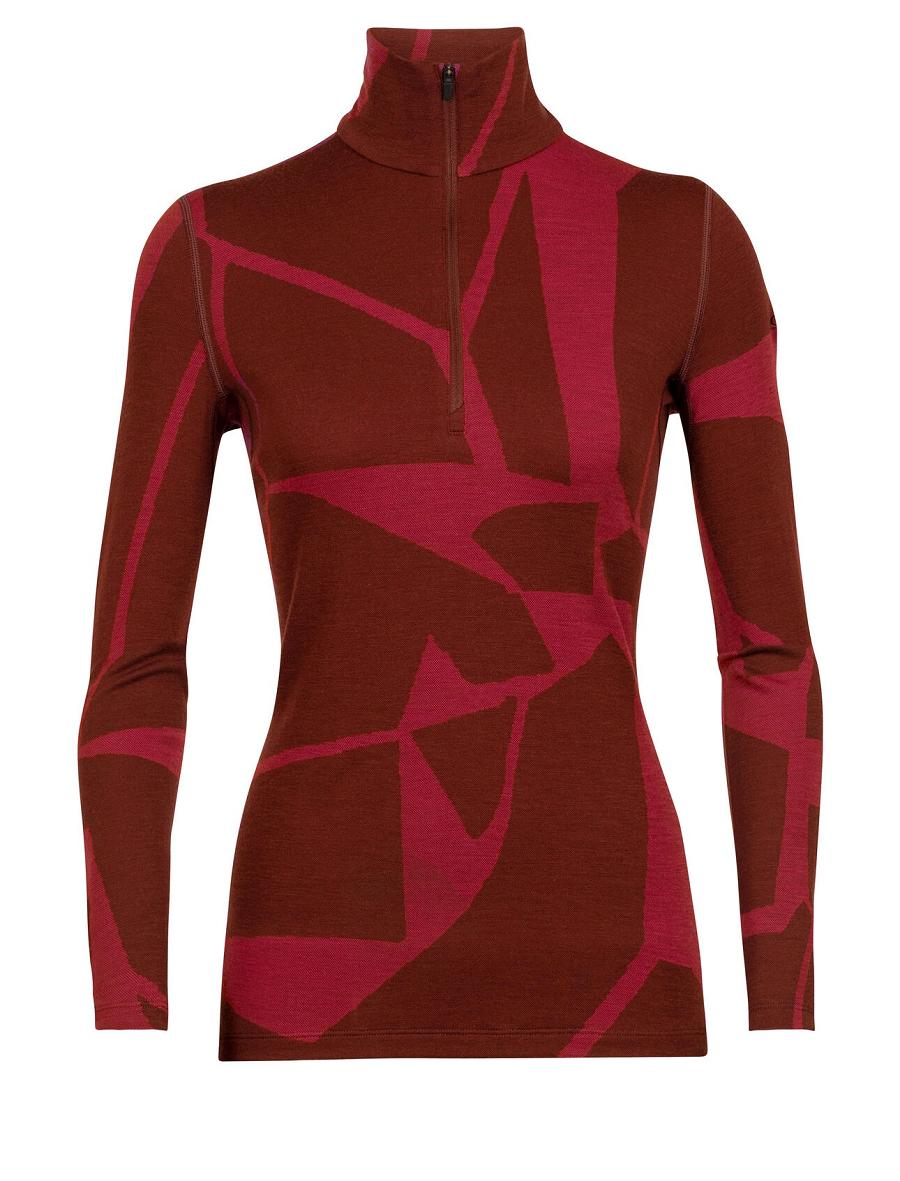 Base Layers Icebreaker Merino 250 Vertex Long Sleeve Half Zip Thermal Top Fractured Landscapes Femme Rose | FR 1860AHKP